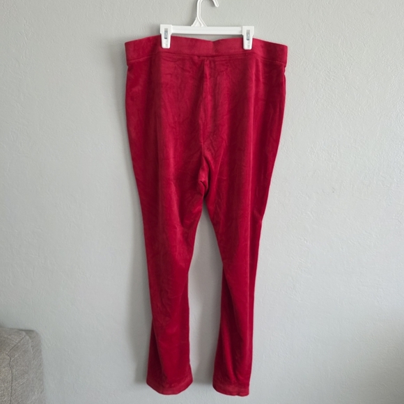 Juicy Couture Womens Red Velour Track Suit Set Hooded Jacket Jogger Pants Sz XXL - Picture 8 of 12
